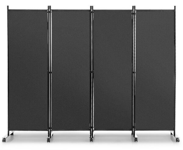 Costway Divisorio con 4 pannelli su ruote, Paravento portatile in tessuto per casa ufficio soggiorno Grigio