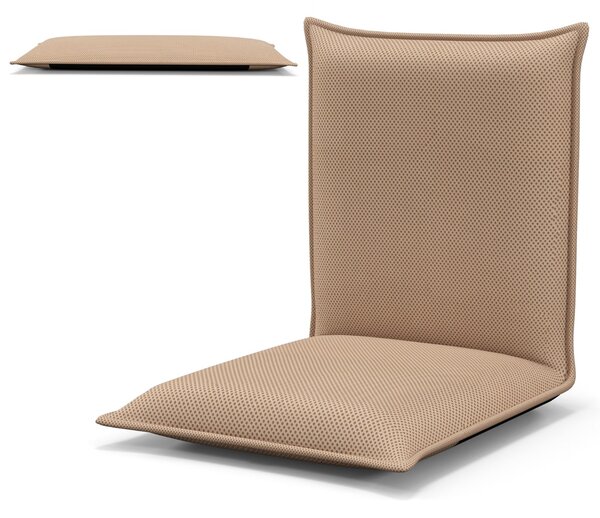 Costway Sedia da terra con supporto schiena, Poltrona reclinabile imbottita struttura di metallo resistente Beige
