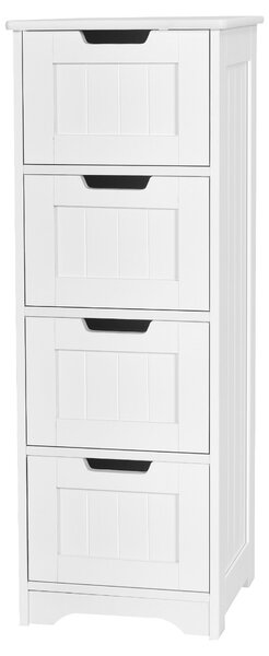 Costway Mobile da bagno con 4 cassetti, Armadietto salvaspazio stretto da soggiorno cucina camera da letto ufficio Bianco