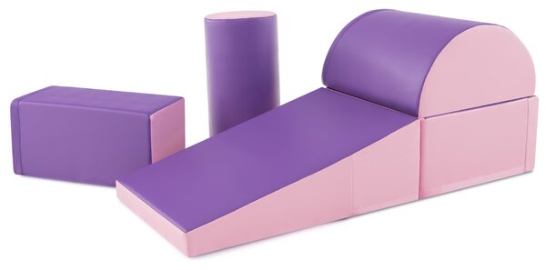 Costway Set di gioco da arrampicata per bambini da 5 pezzi, Strutture di gioco in schiuma impermeabili Viola