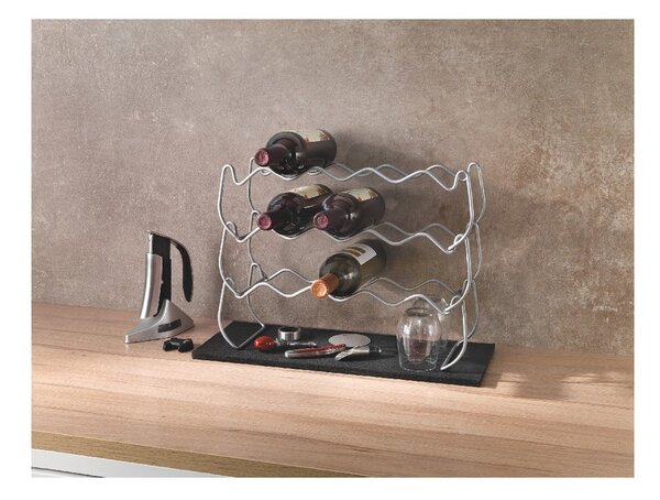 Portabottiglie a tre livelli per 12 bottiglie di vino Vino, lunghezza 45 cm - Metaltex