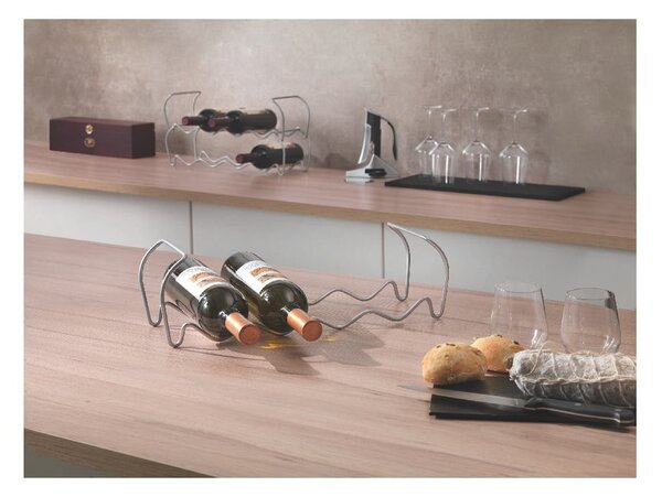 Portabottiglie a tre livelli per 12 bottiglie di vino Vino, lunghezza 45 cm - Metaltex