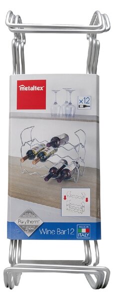 Portabottiglie a tre livelli per 12 bottiglie di vino Vino, lunghezza 45 cm - Metaltex