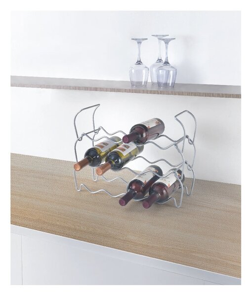 Portabottiglie a tre livelli per 12 bottiglie di vino Vino, lunghezza 45 cm - Metaltex