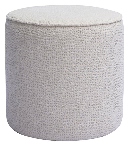 Pouf rotondo in tessuto effetto velluto testurizzato écru a motivi D40 cm WANGA