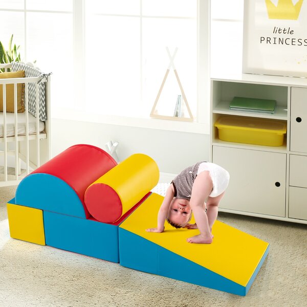 Costway Set di gioco da arrampicata per bambini da 5 pezzi, Strutture di gioco in schiuma impermeabili Colorato 2