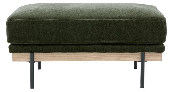 Pouf poggiapiedi in tessuto effetto velluto verde kaki e metallo nero TODD