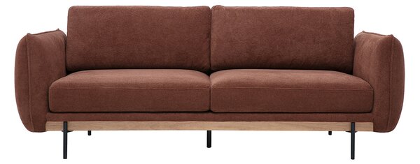 Divano design 3 posti in tessuto chenille terra bruciata e metallo nero TODD