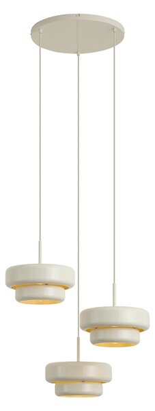 Lampada a sospensione retrò beige con paralume in metallo 3 luci - Ophelia