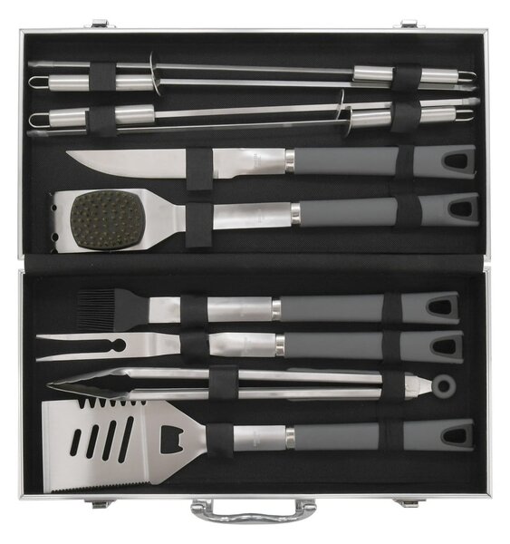 Set di 11 utensili per grigliate in custodia Alu Grey Line - Cattara