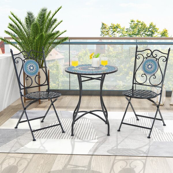 Costway Set di 2 Sedie in metallo da giardino, Sedie eleganti e pieghevoli per uso interno ed esterno 55x42x94cm