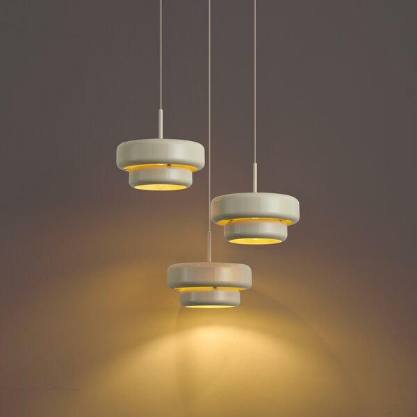 Lampada a sospensione retrò beige con paralume in metallo 3 luci - Ophelia