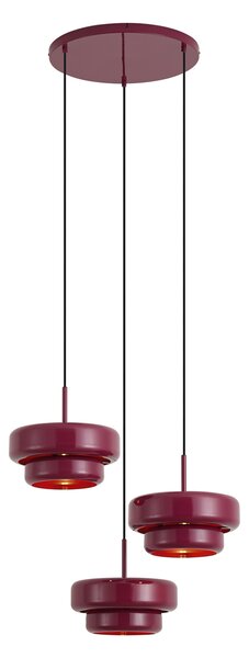 Lampada a sospensione retrò color prugna con paralume in metallo 3 luci - Ophelia