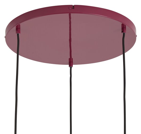 Lampada a sospensione retrò color prugna con paralume in metallo 3 luci - Ophelia