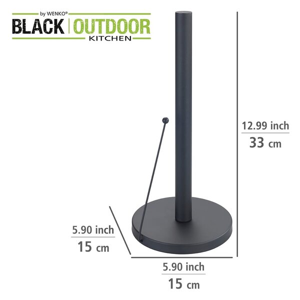 Supporto in metallo nero per rotoli da cucina Black Outdoor Kitchen Clayton - Wenko