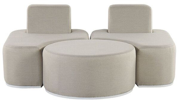 Set soggiorno 2 posti tessuto grigio chiaro divani con poggiapiedi moderno resistente raggi UV Beliani