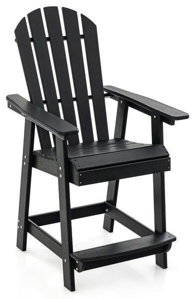 Costway Sedia da bar per esterni con braccioli poggiapiedi, Sedia in HDPE alta adirondack resistente alle intemperie Nero