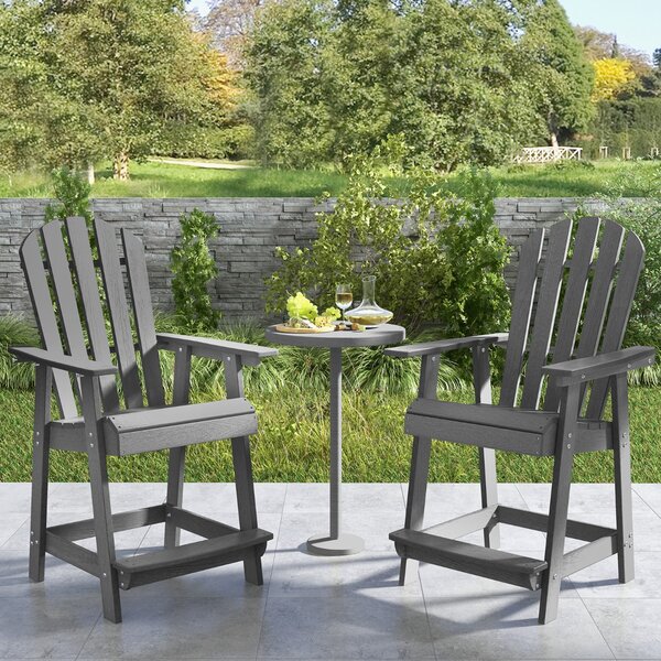 Costway Sedia da bar per esterni con braccioli poggiapiedi, Sedia in HDPE alta adirondack resistente alle intemperie Grigio