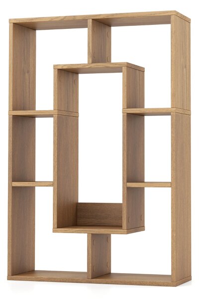 Costway Libreria geometrica a 7 cubi, Moderna scaffale aperto da pavimento con dispositivo anti-ribaltamento per studio Naturale