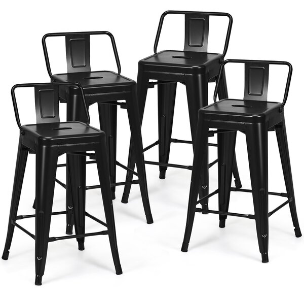 Costway 4 Sedie in metallo da 79cm con piedi in gomma, Sedie eleganti da caffè per cucina e sale da pranzo Nero