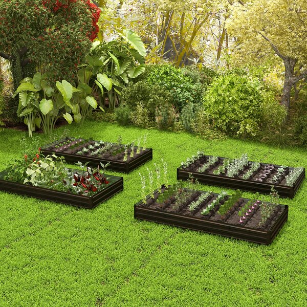 Costway Orto rialzato in metallo 240x120x30cm per verdure frutta, Cassa per piante da giardino con base aperta Caffè