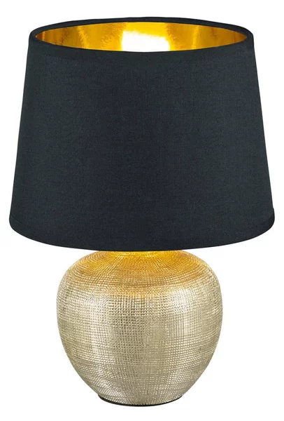 Lampada da tavolo in ceramica nera e tessuto, altezza 26 cm Luxor - Reality