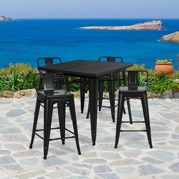 Costway 4 Sedie in metallo da 79cm con piedi in gomma, Sedie eleganti da caffè per cucina e sale da pranzo Nero