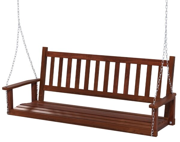 Costway Altalena in legno per 3 persone con portata 363kg catene regolabili di 173cm, Sedia a dondolo 168x65x63cm Marrone