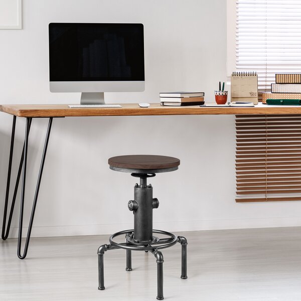 Costway Sgabello industriale da bar regolabile con poggiapiedi ergonomico, Sgabello vintage per ristorante e pub Argento