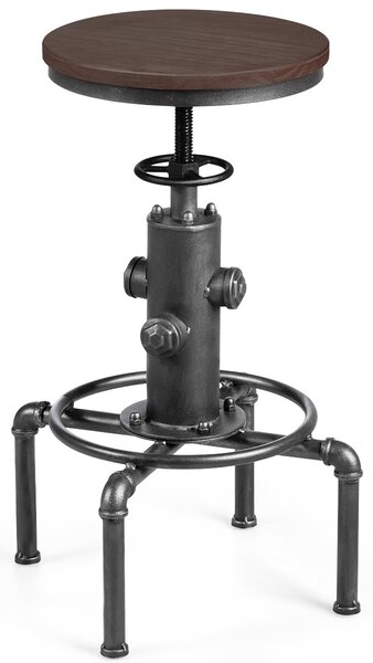 Costway Sgabello industriale da bar regolabile con poggiapiedi ergonomico, Sgabello vintage per ristorante e pub Argento