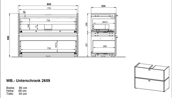 Mobile sotto lavabo antracite 80x59 cm Modesto - Germania