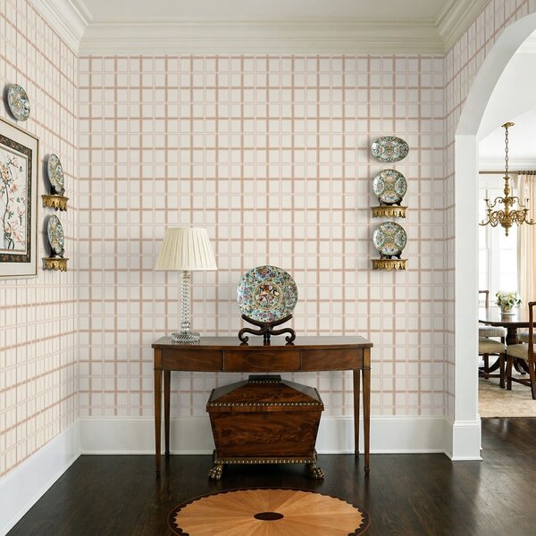 Carta da parati Motivo a quadretti chiari con linee rosa pallido, Parati astratta classici, a01267v4 : Uwalls.it