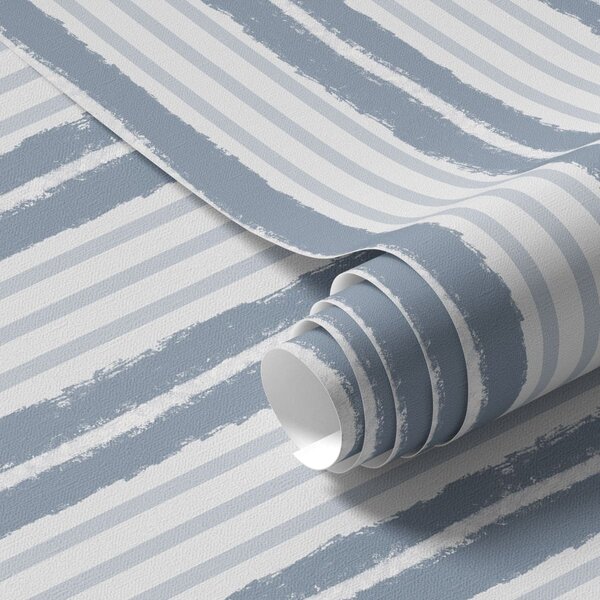 Carta da parati Righe verticali bianche e grigio-blu con, Parati geometrica classici, Parati geometrica a righe classici, a01268v1 : Uwalls.it