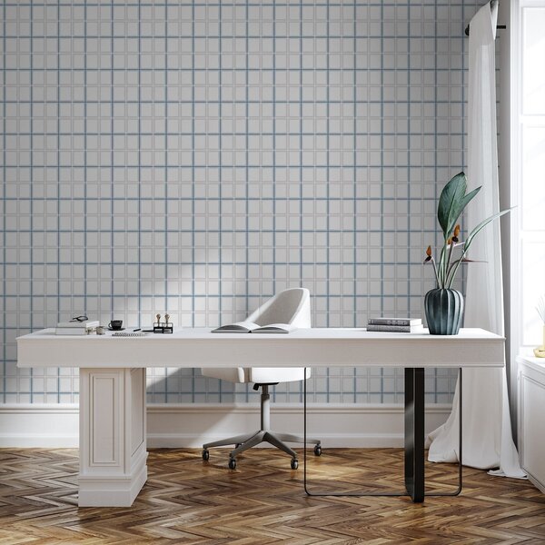 Carta da parati Motivo a quadretti con linee blu e rosa, Parati astratta classici, a01267v6 : Uwalls.it