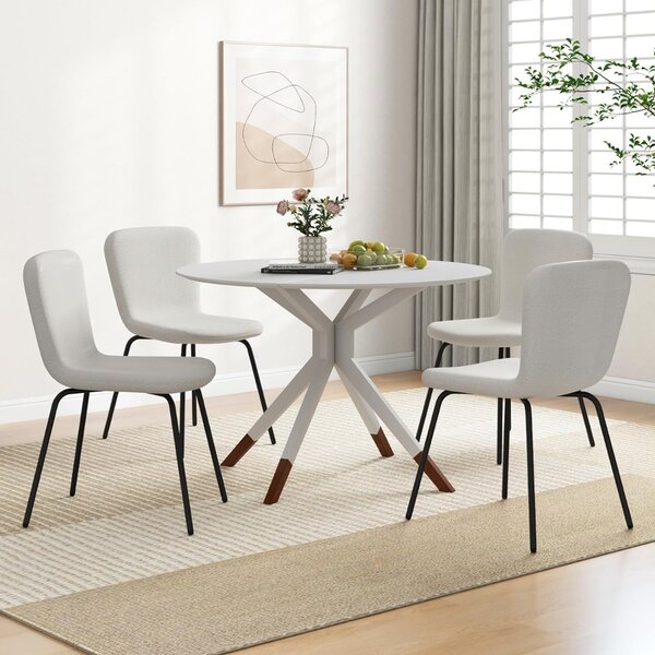 Costway Set di 4 sedie da pranzo con schienale e gambe in metallo, 4 sedie alte da bar con sedie imbottite moderne Beige