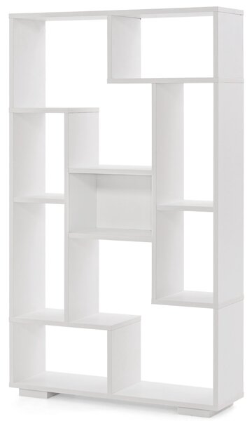 Costway Scaffale per libri alto 120cm con ripiani aperti, Libreria geometrica con kit anti-ribaltamento per casa ufficio Bianco