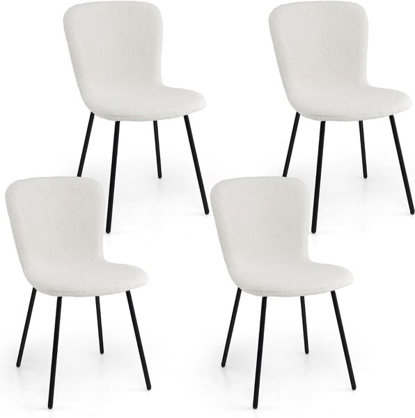 Costway Set di 4 sedie da pranzo con schienale e gambe in metallo, 4 sedie alte da bar con sedie imbottite moderne Beige
