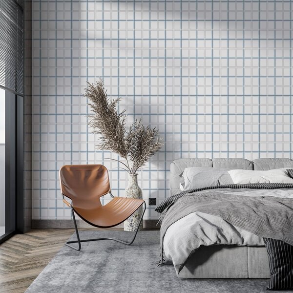 Carta da parati Motivo a quadretti con linee blu e rosa, Parati astratta classici, a01267v6 : Uwalls.it