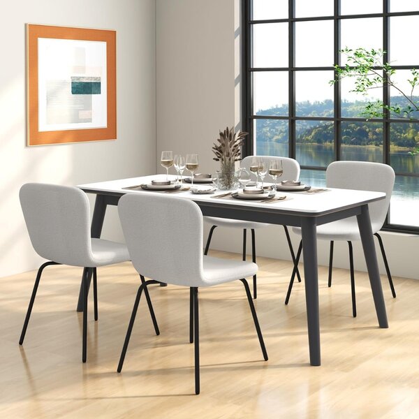 Costway Set di 4 sedie da pranzo con schienale e gambe in metallo, 4 sedie alte da bar con sedie imbottite moderne Beige