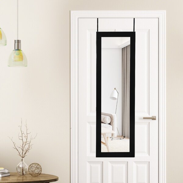 Costway Armadio per gioielli con specchio LED 119cm di altezza, Armadio per gioielli montabile a parete o porta Nero