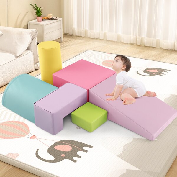 Costway Blocchi rampicanti in schiuma per bambini 1-3 anni, Blocchi rampicanti set rampicante indoor con rettangoli Viola