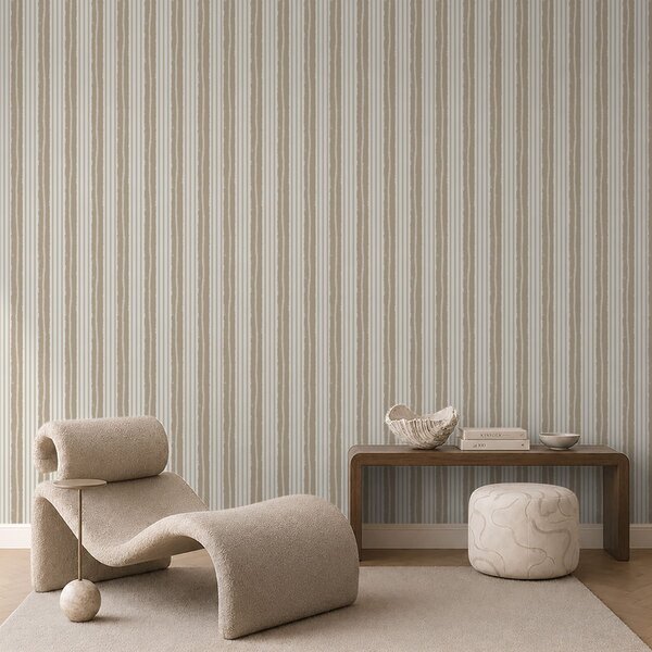 Carta da parati Righe verticali beige e grigio chiaro a trama, Parati geometrica classici, Parati geometrica a righe classici, a01268v3 : Uwalls.it