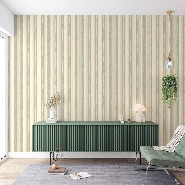 Carta da parati Righe verticali color menta e gialle su uno, Parati geometrica classici, Parati geometrica a righe classici, a01268v5 : Uwalls.it