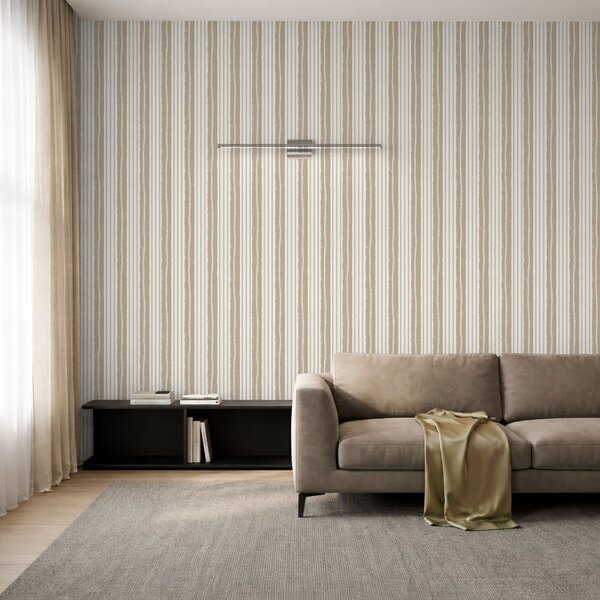 Carta da parati Righe verticali beige e grigio chiaro a trama, Parati geometrica classici, Parati geometrica a righe classici, a01268v3 : Uwalls.it