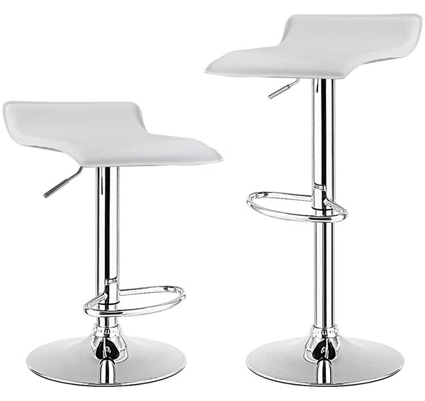Costway Sgabello girevole a 360° da bar in ecopelle, Sgabello quadrato regolabile in altezza per bar con poggiapiedi Bianco