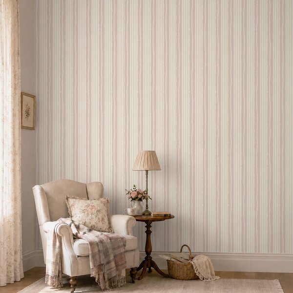 Carta da parati Righe verticali a trama in rosa pallido e crema, Parati geometrica classici, Parati geometrica a righe classici, a01268v7 : Uwalls.it