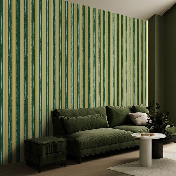 Carta da parati Strisce verticali verdi e gialle su uno sfondo, Parati geometrica classici, Parati geometrica a righe classici, a01268v6 : Uwalls.it