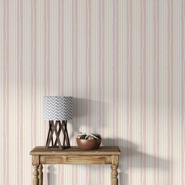 Carta da parati Righe verticali a trama in rosa pallido e crema, Parati geometrica classici, Parati geometrica a righe classici, a01268v7 : Uwalls.it