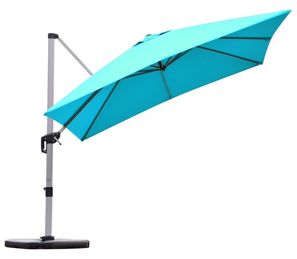 Costway Ombrellone quadrato con base incrociata con palo in alluminio, Ombrellone con inclinazione regolabile Blu
