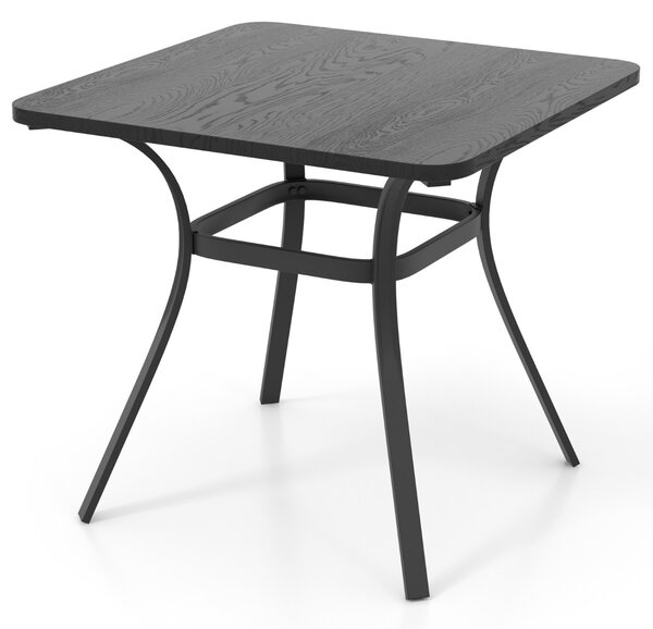 Costway Tavolo da pranzo da esterno di 80cm, Tavolo quadrato in metallo con 4 gambe curve per 4 persone Grigio